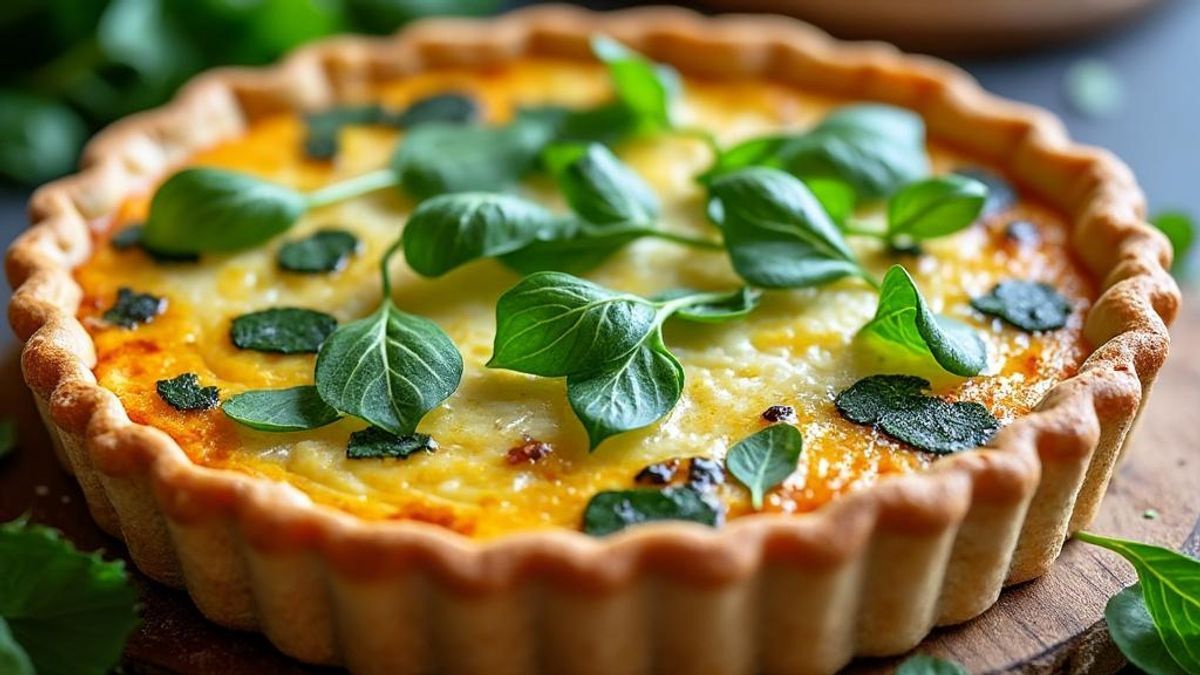 Les plaisirs d&rsquo;une quiche fondante au cresson et fromage de ch&egrave;vre pour vos moments gourmets