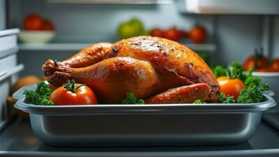 Comment prolonger la dur&eacute;e de vie du poulet r&ocirc;ti au frigo tout en gardant un go&ucirc;t d&eacute;licieux &agrave; chaque bouch&eacute;e