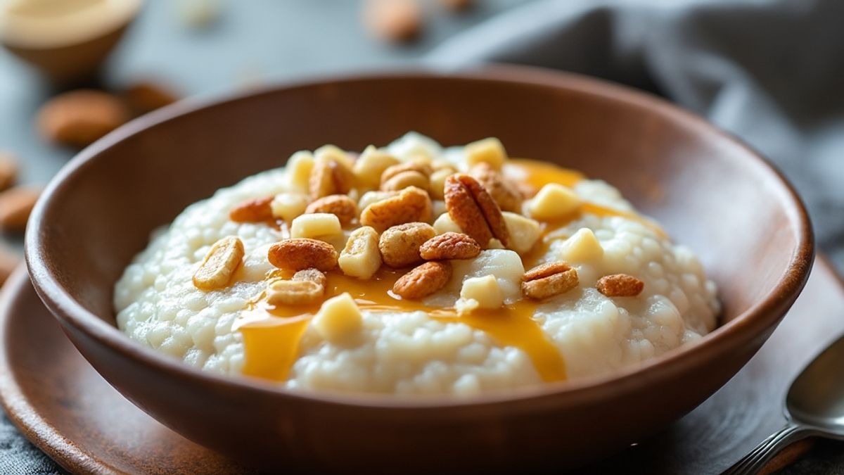 Les ingr&eacute;dients pour un riz au lait healthy et l&eacute;ger &agrave; pr&eacute;parer facilement chez vous