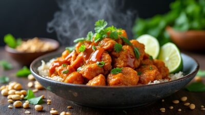 Les &eacute;tapes pour un poulet aux cacahu&egrave;tes &agrave; la tha&iuml;landaise, savoureux et facile &agrave; faire chez vous